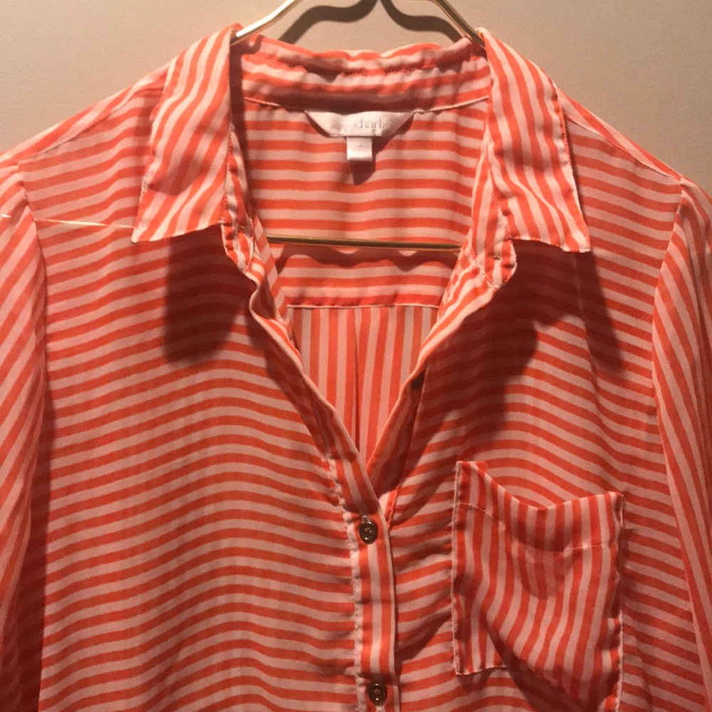 Orange & white striped blouse